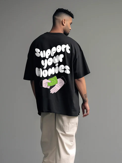 Support Homie & Don't Tell Mama- Men's Oversized Printed T-Shirt