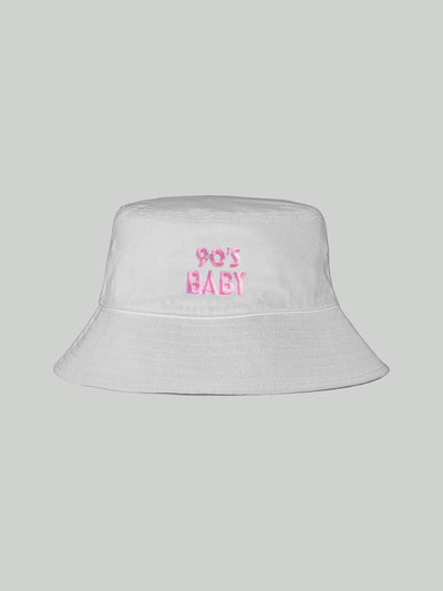 90's-baby embroidered bucket hat