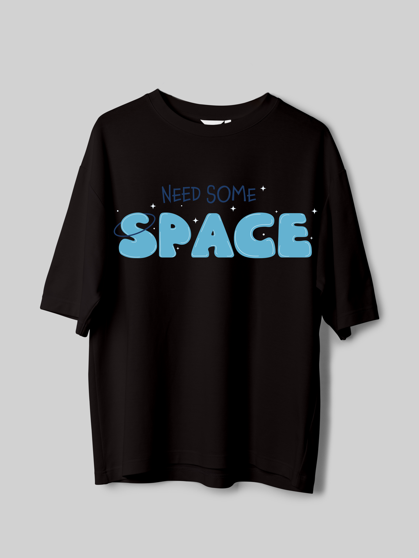 Space- Unisex Funky Oversized Printed T-Shirt | Black