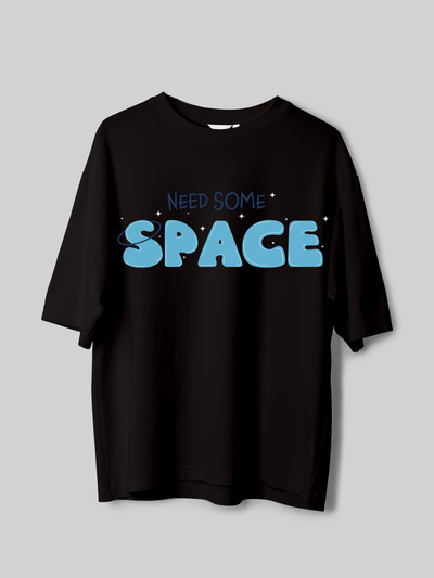 Space- Unisex Funky Oversized Printed T-Shirt | Black
