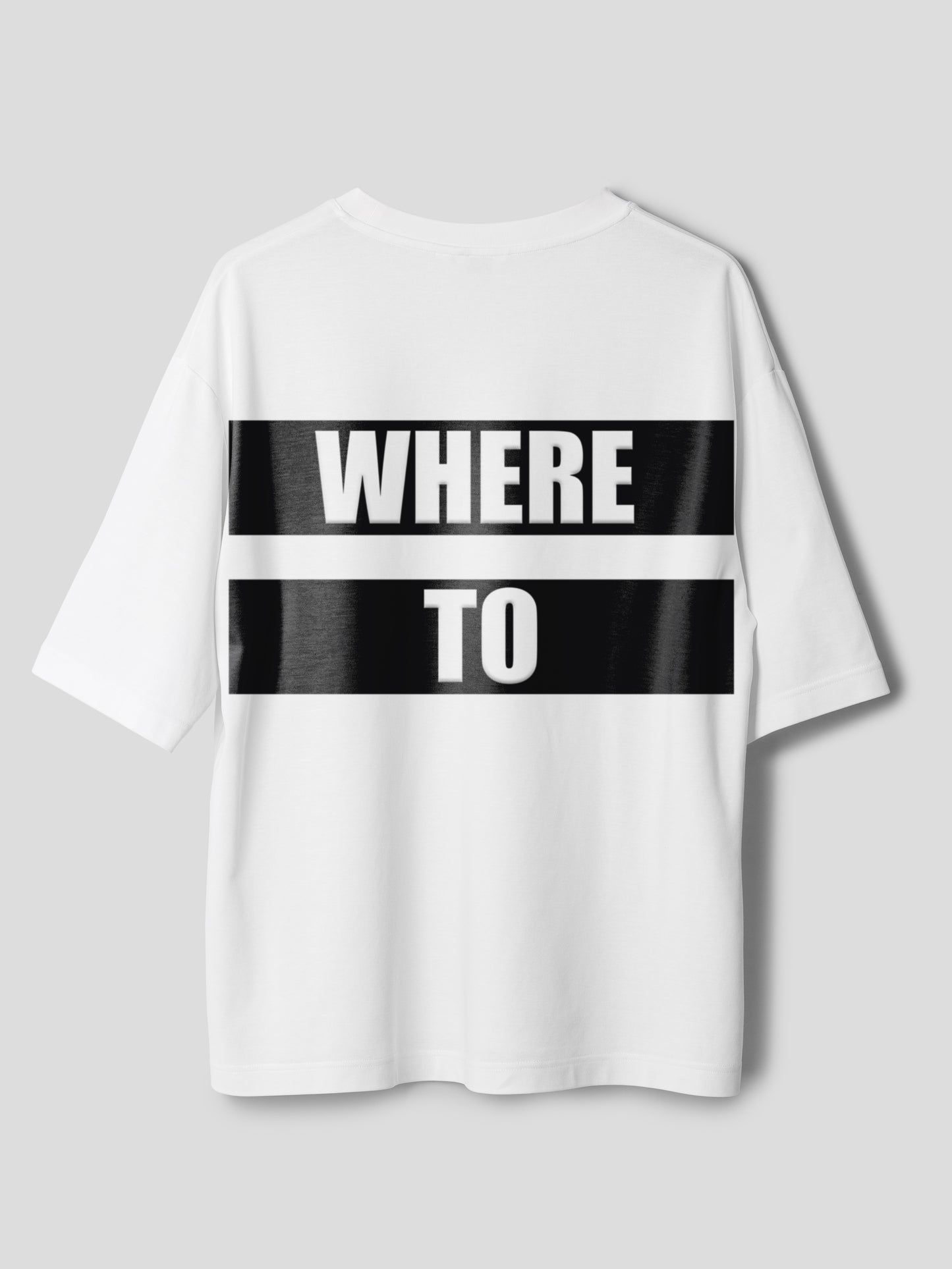 Where to- Unisex Funky Oversized Puff Printed T-Shirt | White