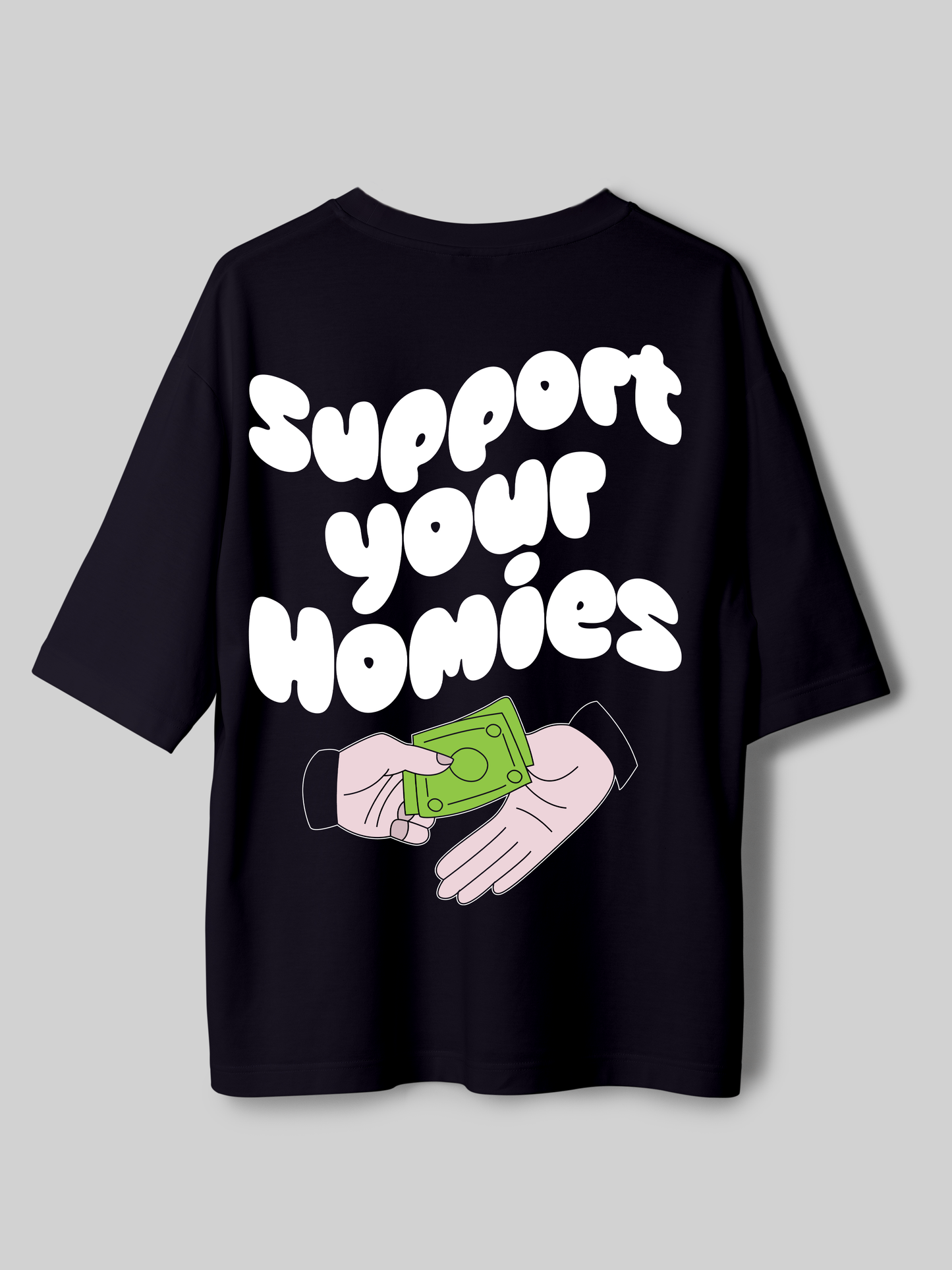 Support Homies- Unisex Funky Oversized Printed T-Shirt | Black