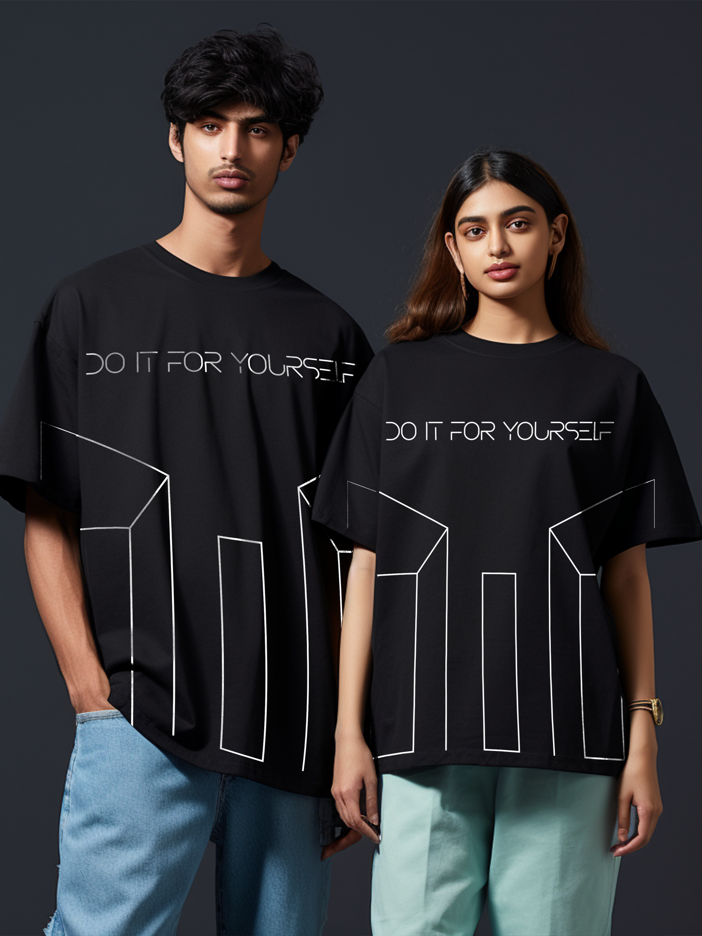 On My Way And Do It For Yourself- Unisex Oversized Printed T-Shirt