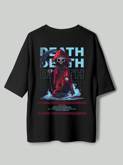 Death- Unisex Funky Oversized Printed T-Shirt | Black