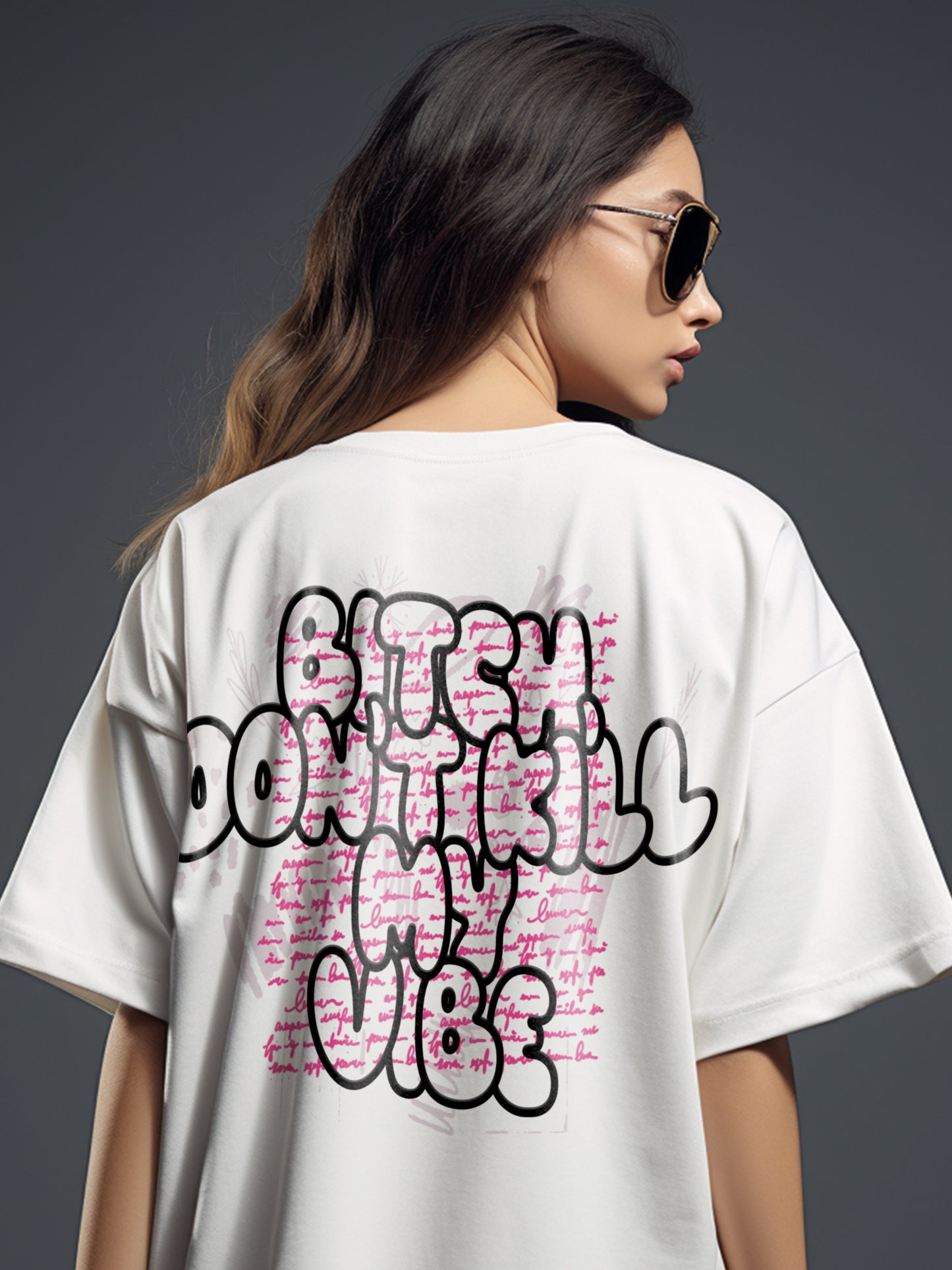 Don't Kill Vibe- Unisex Funky Oversized Puff Printed T-Shirt | White