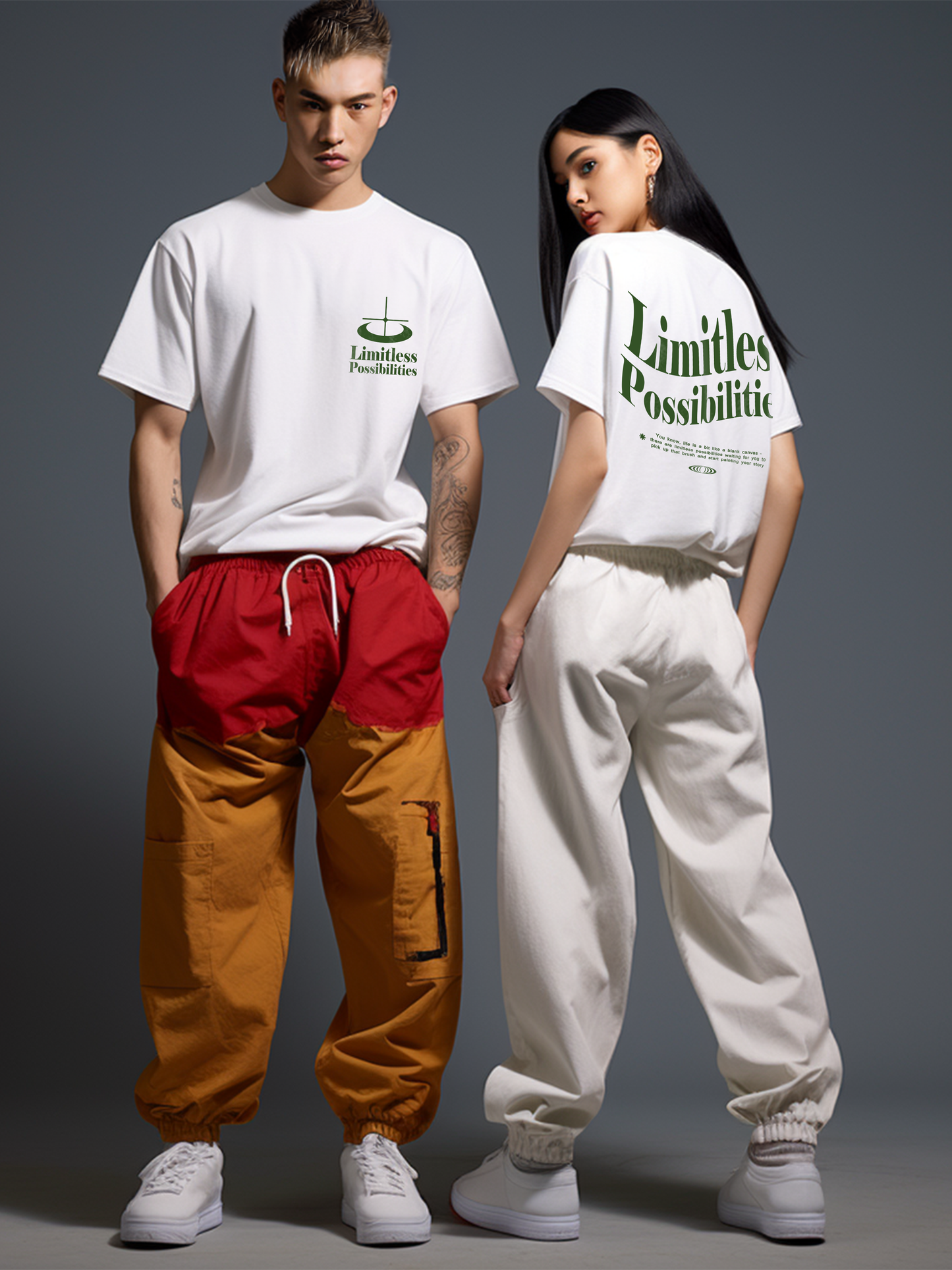 Limitless- Unisex Funky Oversized Printed T-Shirt | White