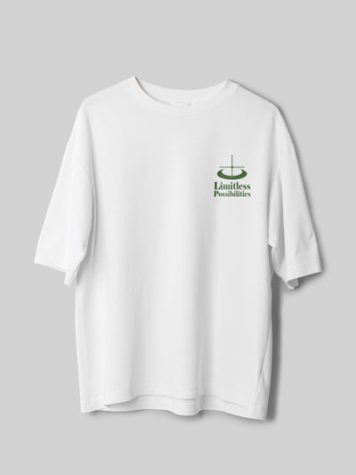 Limitless- Unisex Funky Oversized Printed T-Shirt | White