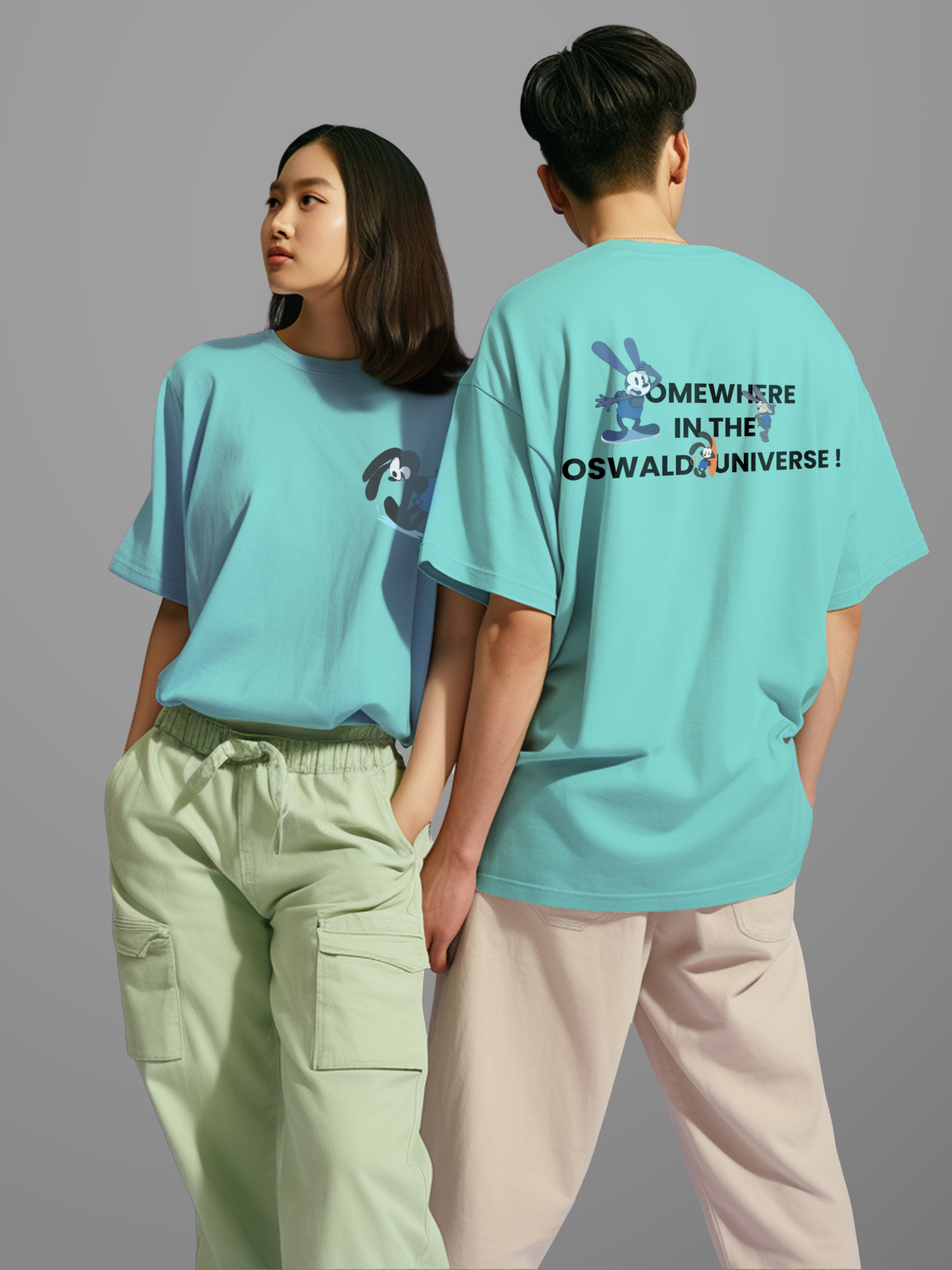 Oswald universe -Unisex Funky Oversized Printed T-Shirt