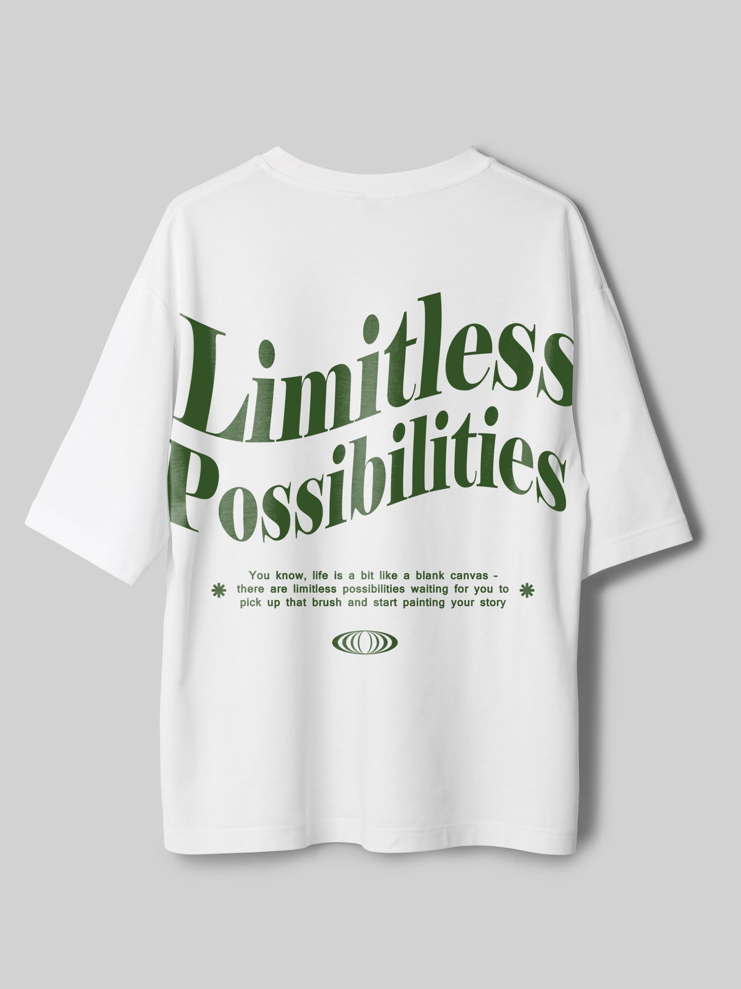 Limitless- Unisex Funky Oversized Printed T-Shirt | White